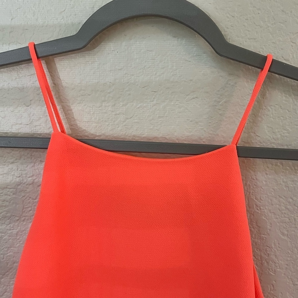 KAREN MILLEN | Shift Cocktail Orange Mini Dress Sleeveless Laser Cut | Size 6 - Picture 6 of 9